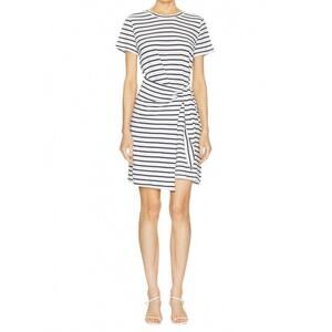 NEW RAILS edie cotton mini t-shirt dress in white/navy